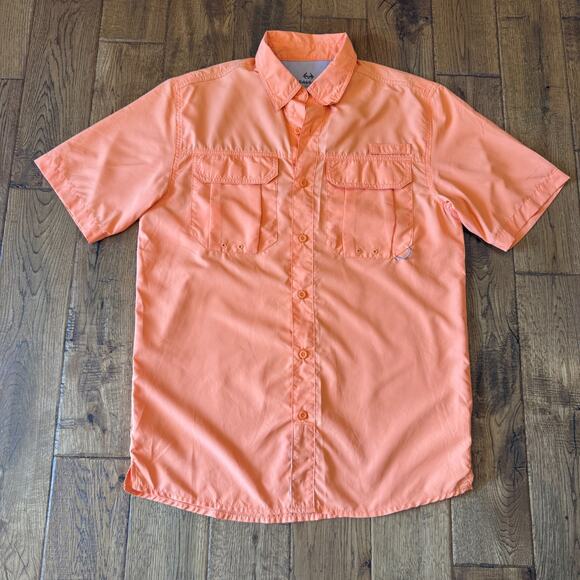 Lot of 2 REALTREE Vented Fishing Short Sleeve Button Up Shirt Orange Blue Mens S - Picture 7 of 9